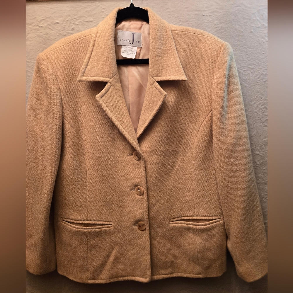 Vintage 90s Studio Jax Cream Wool Blazer Made in Canada